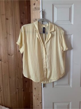 Auden Pale Yellow Short-Sleeve Button Down Shirt